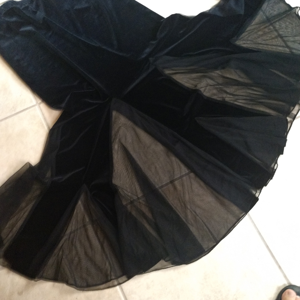 Velvet and chiffon maxi skirt